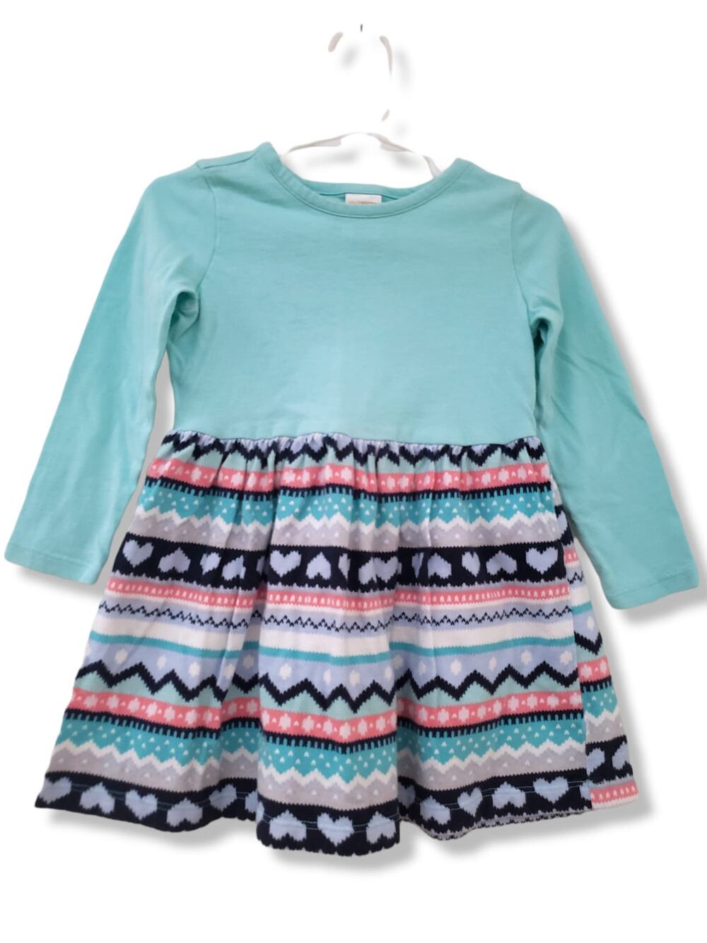 Gymboree 2T Girls Fair Isle Aqua Cotton Dress